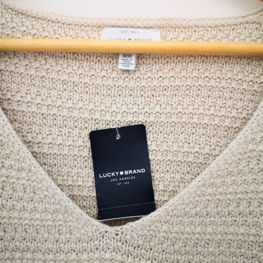 Lucky Brand V Neck Cotton‎ Blend Sweater Size M - Picture 3 of 4